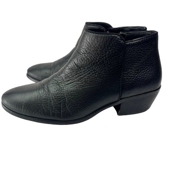 Sam Edelman Booties Women's Size 7 M Petty Ankle Black Leather Stacked Heel - Picture 1 of 13